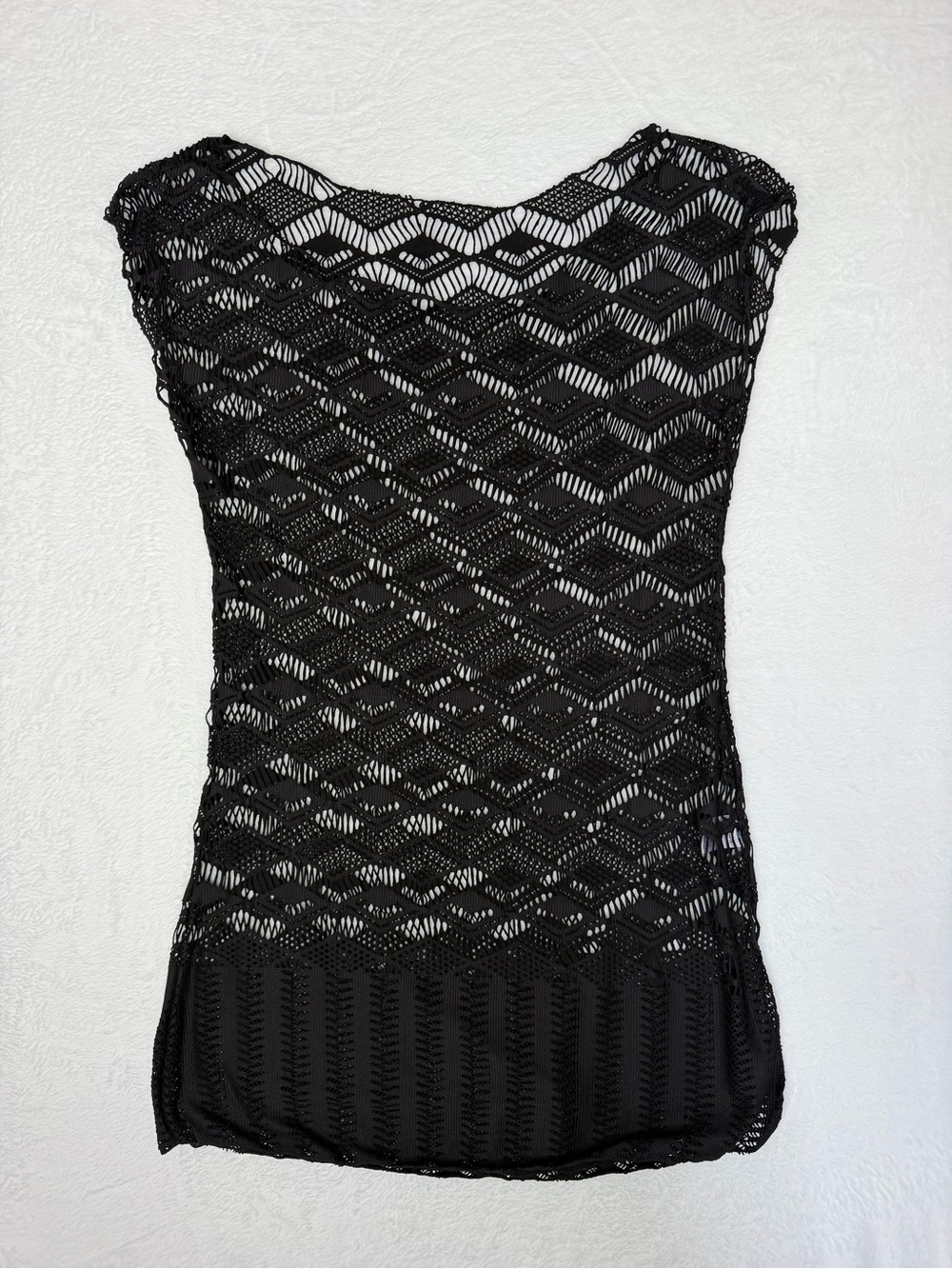 Black Mesh Dress crochet Size L festival Whimsy Goth dark academia‎ romantic